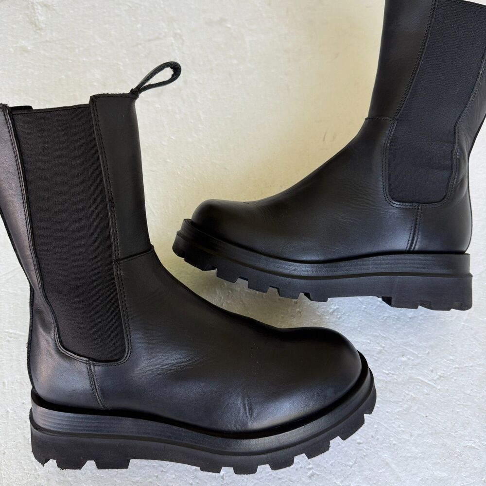 Steve Madden Explorer Women's Leather Pull-On Chelsea Black Boot Size 9.5M - Picture 3 of 11